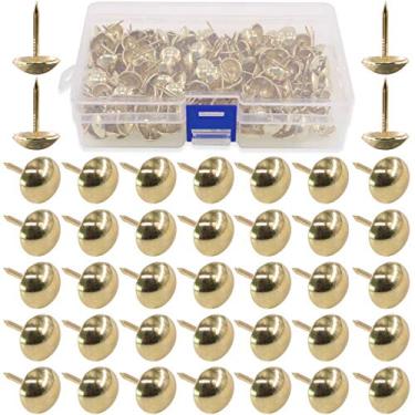 Imagem de Hilitchi 200 peças 9/16" (14 mm) Antigo Estofamento Pregos Tachinhas Móveis Tachinhas Estofadas Tachinhas Tachinhas de Polegar Kit Sortido de Pinos (Dourado)