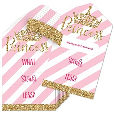 Imagem de Big Dot of Happiness Little Princess Crown – Pink and Gold Princess Baby Shower ou Birthday Party Game Pickle Cards – Puxadores para conversas – Conjunto de 12