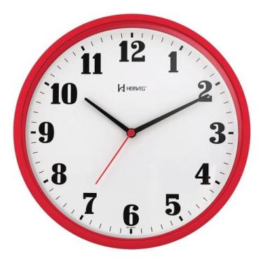Imagem de Relógio De Parede Vermelho 26cm Com Tic-Tac Herweg 6126 - Vrferraz