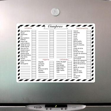 Imagem de Ímã De Geladeira Planner Compras Mercado Lista Recados Preto