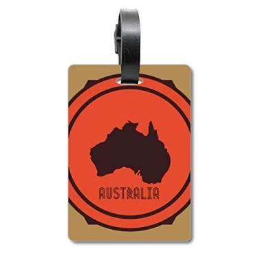 Imagem de Mapa da Austrália Ilustração Vermelha e Preta Bolsa Etiqueta Etiqueta Bagagem Etiqueta Scutcheon Etiqueta