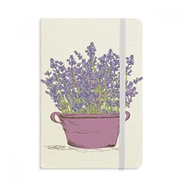 Imagem de Caderno de plantas de lavanda roxo com capa dura em tecido oficial diário clássico