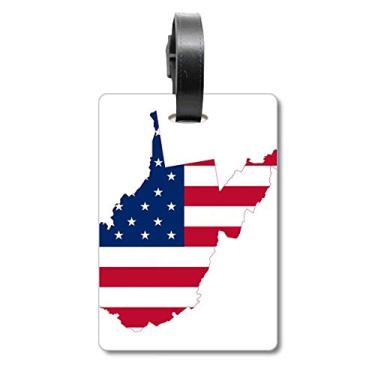 Imagem de Virginia USA Mapa Ocidental Estrelas Listras Bandeira Forma Bolsa de Mala Etiqueta Etiqueta de Bagagem para Cartão de Bagagem