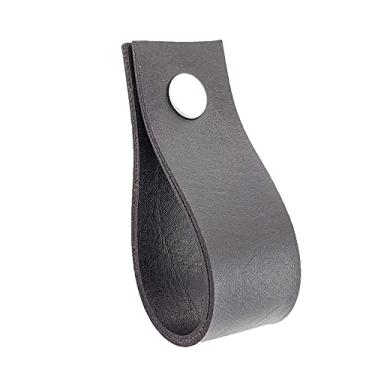 Imagem de Puxador Doko Parafuso - Textura de Couro Preto - Parafuso Branco