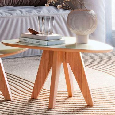 Imagem de Mesa De Centro Orgânica 100% Mdf Off White/freijo Tb613 - Dalla Costa