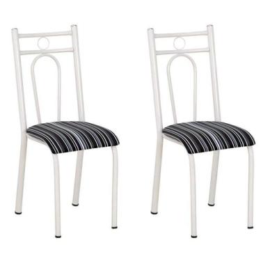 Imagem de Conjunto 2 Cadeiras Hanumam Branco E Preto Listrado - Artefamol
