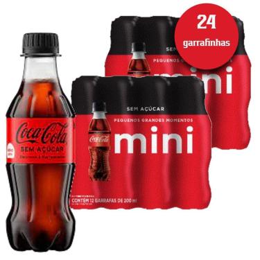 Imagem de Refrigerante Coca Cola Sem Acucar Pet 200Ml  24 Unidades 