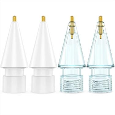 Imagem de NIUTRENDZ Pontas de substituição para Apple Pencil 2ª e 1ª geração, resistentes ao desgaste e controle preciso (1,95 mm, branco + azul)