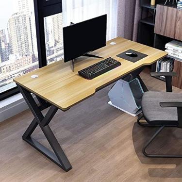 Imagem de Escrivaninha Para Computador, Escritório Em Casa, Estilo Moderno, Mesa Para Laptop, Para Escritório Em Casa, Mesas E Estações De Trabalho Com Moldura Preta, Mesa De Estudo Industrial,Marrom,100cm,