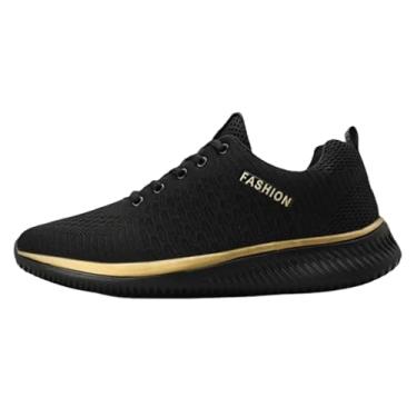 Imagem de Tenis Masculino Feminino Casual Casuais Academia Calçados Caminhada Corrida Antiderrapante Tênis 9088 (gold(dourado),44)