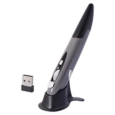 Imagem de menolana 2.4ghz usb caneta ótica sem fio em forma de rato ajustável 800/1200/1600 dpi escrita inteligente mouse para computador portátil tablet pc - Cinza