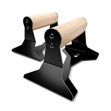 Imagem de PULLUP & DIP Parallettes - Alças push up com alças ergonômicas de madeira e aço resistente - Barras de paraletas antiderrapantes para treinamento de força e calistenia - Alças de pressão para flexões