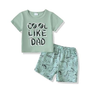 Imagem de NZRVAWS Roupas para bebês meninos 2 3 4T 6 12 18 24 meses primavera verão carta impressa camiseta shorts jeans rasgado, Cool Like My Dad, verde, 3-4 Anos