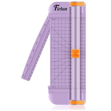 Imagem de Firbon Cortador de papel roxo A5, cortador de papel pequeno reto com régua lateral para artesanato de álbuns, papel, cupom, etiqueta, cartolina