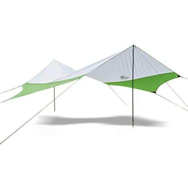 Imagem de Toldo hexagonal, barraca de acampamento ao ar livre, sombra ultra leve, toldo à prova d'água, barraca de praia, verde, 400cm x 350cm