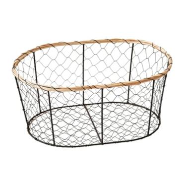 Imagem de Generic Cesta de pão com ovo, organizador de suporte de frutas, cesta de multiuso, cesta de armazenamento de arame para cozinha, Oval S