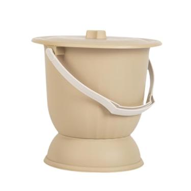 Imagem de harayaa Escarradeira com tampa e alça, comadre portátil, balde sanitário noturno, penico, penico, Amarelo
