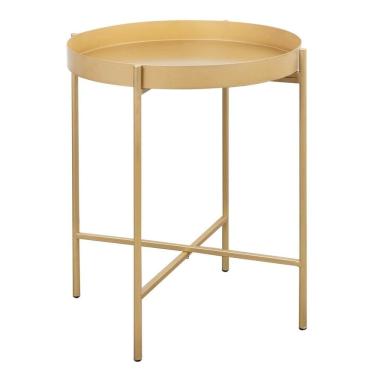 Imagem de Mesa de Apoio Bandeja Sofá Cama Redonda 40x50cm Média Collie Dourado