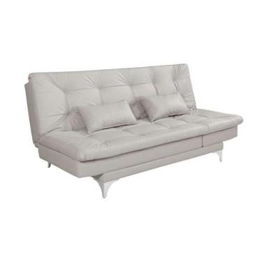 Imagem de Sofá-Cama Casal 3 Lugares Versátil Corino Gelo - Império Estofados