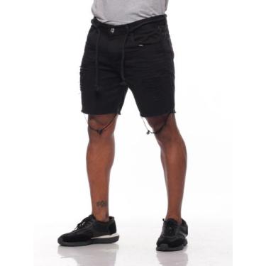 Imagem de Bermuda Preta Masculina Short Jeans - Volgue, Preto, 48