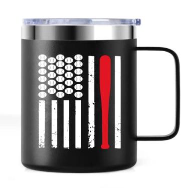 Imagem de Presentes de beisebol para meninos, presentes de beisebol para homens, caneca térmica de café para homens, presentes de dia dos namorados para ele, Hustle Hit Never Quit Baseball Tumbler Cup, caneca de café de viagem isolada