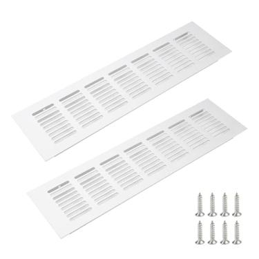 Imagem de Antrader Grelha de ventilação com venezianas de alumínio, 2 peças de cobertura retangular de metal com venezianas de alumínio Grade de ventilação de porta de liga de alumínio Grelha de ventilação de