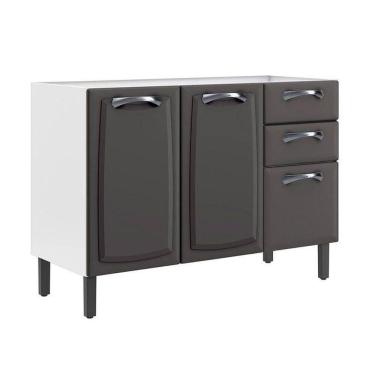 Imagem de Balcão Em Aço Portas Gavetas Grafite S-tampo