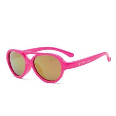 Imagem de Real Kids Shades Óculos de sol Sky Aviator para crianças, armações Flexfit, Rosa neon, Toddler 2+