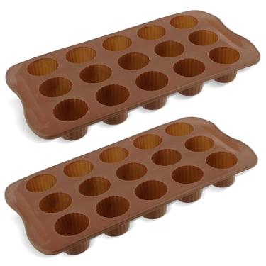 Imagem de Spec101 Bandeja de molde de silicone, pacote com 2 – 15 cavidades pequenas para copos de manteiga de amendoim para chocolates, goma, gelo e mais