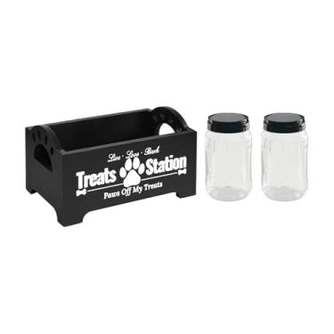 Imagem de Ｂｅｓｇａ Conjunto de Potes para Petiscos de Comida para Cães, Recipiente para Petiscos de Cães, Recipiente para Armazenamento de Petiscos para Animais de Estim, Preto, Tamanho real