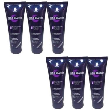 Imagem de Condicionador matizador/desamarelador max blond 250ml demazon kit 06 u