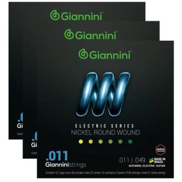 Imagem de Kit Com 3 Jogos Cordas Para Guitarra 011 Giannini Oferta