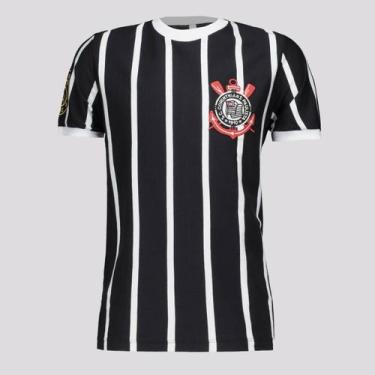 Imagem de Camisa Corinthians Retrô Infantil Preta e Branca - Coimbra, 8 ANOS