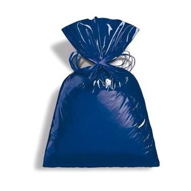 Imagem de Saco para Presente Metalizado - Azul Intenso - Cromus - Rizzo, 15x22cm