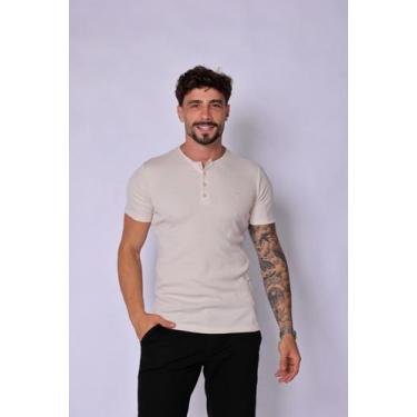 Imagem de Camiseta masculina slim gola henley tricot premium manga curta - Lifes