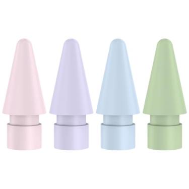 Imagem de GRTHTATI Pacote com 4 pontas de substituição coloridas compatíveis com Apple Pencil 2ª geração, Apple Pencil de 1ª geração, Apple Pencil Pro e Apple Pencil USB-C (branco + rosa + roxo + verde)