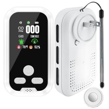 Imagem de ELECOIN Detector De Monóxido De Carbono E Fumaça De Parede Plug-In 5 Em 1, Alarme De Fumaça, Detector De Gás Combustível, Medidor De Umidade E Temperatura Com Tela Hd, Essencial Para Casa, Viagens,