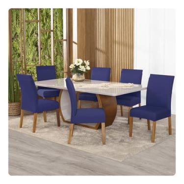 Imagem de Kit Capa Para Cadeiras 6 Unidades Malha Cores - Lenharo Enxovais, AZUL