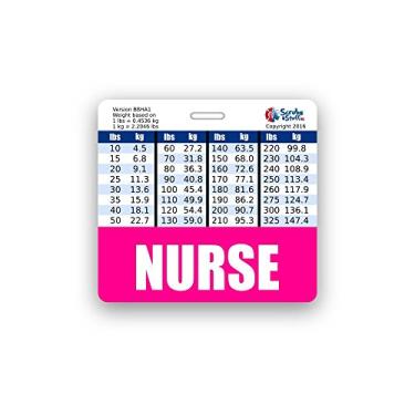 Imagem de Nurse Badge Buddy horizontal com tabelas de conversão de altura e peso (rosa)