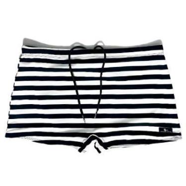 Imagem de Sunga adulto boxer listra preto com branco - Bim Beachwear, M