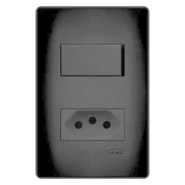 Imagem de Conjunto Fame Habitat Black - Interruptor Simples 16a, Tomada 2p+t 20a