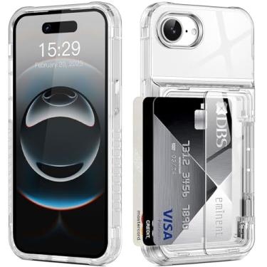 Imagem de ACANDYA Capa protetora transparente para iPhone 16e para iPhone 16e com suporte para cartão de crédito, proteção resistente, à prova de choque, antiarranhões, antiamarela, para iPhone 16e 6,1