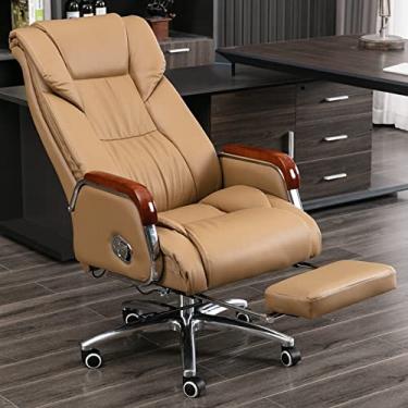 Imagem de LILINWAN , Cadeira executiva de couro colado com encosto alto de 181 kg com apoio para os pés e base de metal para escritório em casa, visão confortável de aniversário