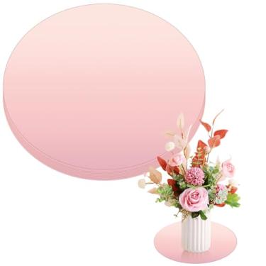 Imagem de CEUQIESO 8 peças de espelho redondo de acrílico para mesas de centro de mesa, bandeja circular de 20 cm para parede de casamento, casa, sala de estar, quarto, decoração, pequeno para artesanato (20 cm