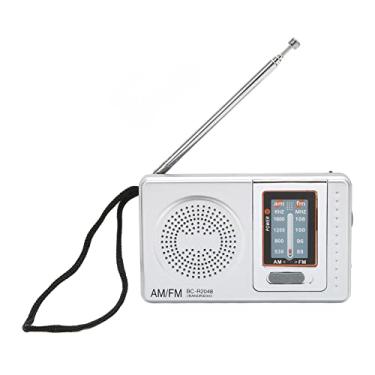 Imagem de AM FM Rádio portátil portátil Compact Tamanho leve do bolso AM FM Rádio operado pelo rádio para pais Avós Silver Grey Abs Material 10 x 6 x 2,5 cm