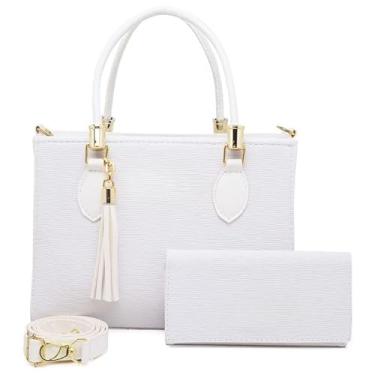 Imagem de Kit bolsa + carteira Tradicional Moderna Transversal Feminina (BRANCO,M)