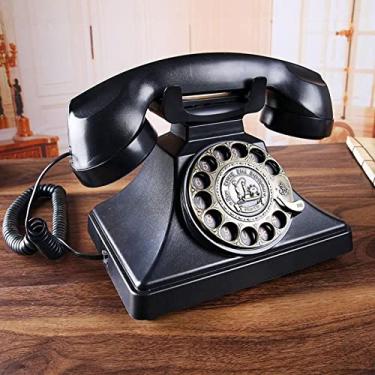 Imagem de Telefone fixo antigo com função de rediscagem, telefone de discagem giratória clássico, atendimento com uma tecla, para decoração de bar de casa, hotel, escritório