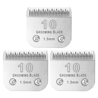 Imagem de MEMIRY 3 peças tamanho 10# lâminas removíveis para cuidados para cães, compatíveis com Andis, Oster A5, Wahl KM10 Series Clippers, comprimento de corte de 1,5 mm, prata (10# 1,5 mm, 3 peças)