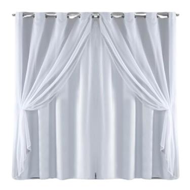 Imagem de Cortina Simples Microfibra com Voil 170 Fios 3,00M x 2,20M com Bainha e Ilhós para Varão (BRANCO)
