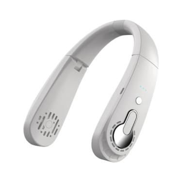 Imagem de Bnnlqpsttg Ventoinha sem lâminas, ventiladores dobráveis de 3 velocidades, portátil, recarregável, 360°, ventilador de pendurar frio, ventiladores silenciosos, fácil instalação, branco